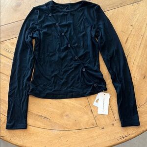 Black Button-Detail Top